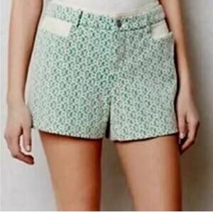 CARTONNIER Anthropology Green Rose‎ Point Lace Pocket Shorts Women’s Size 10